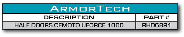 ArmorTech,DESCRIPTION,PART #,HALF DOORS CFMOTO UFORCE 1000,RHD6891